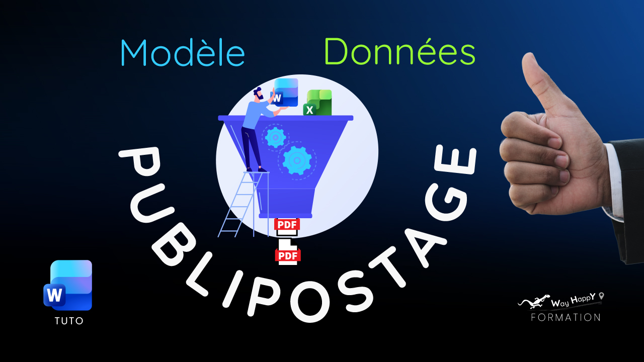 Tuto Youtube WayHappY, Formation word, Publipostage Word : Automatisez vos lettres, Emails, reçus et étiquettes en 5 Min